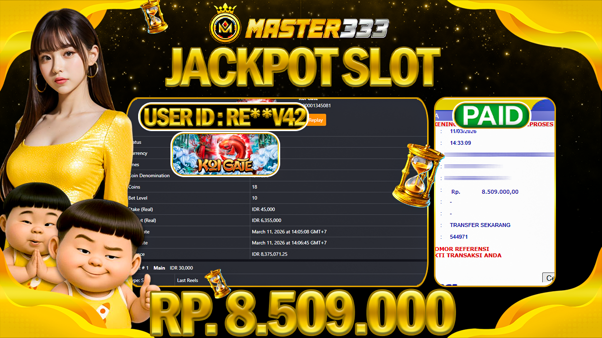 JACKPOT 8.509.000 DI MASTER333 LANGSUNG DIBAYAR LUNAS